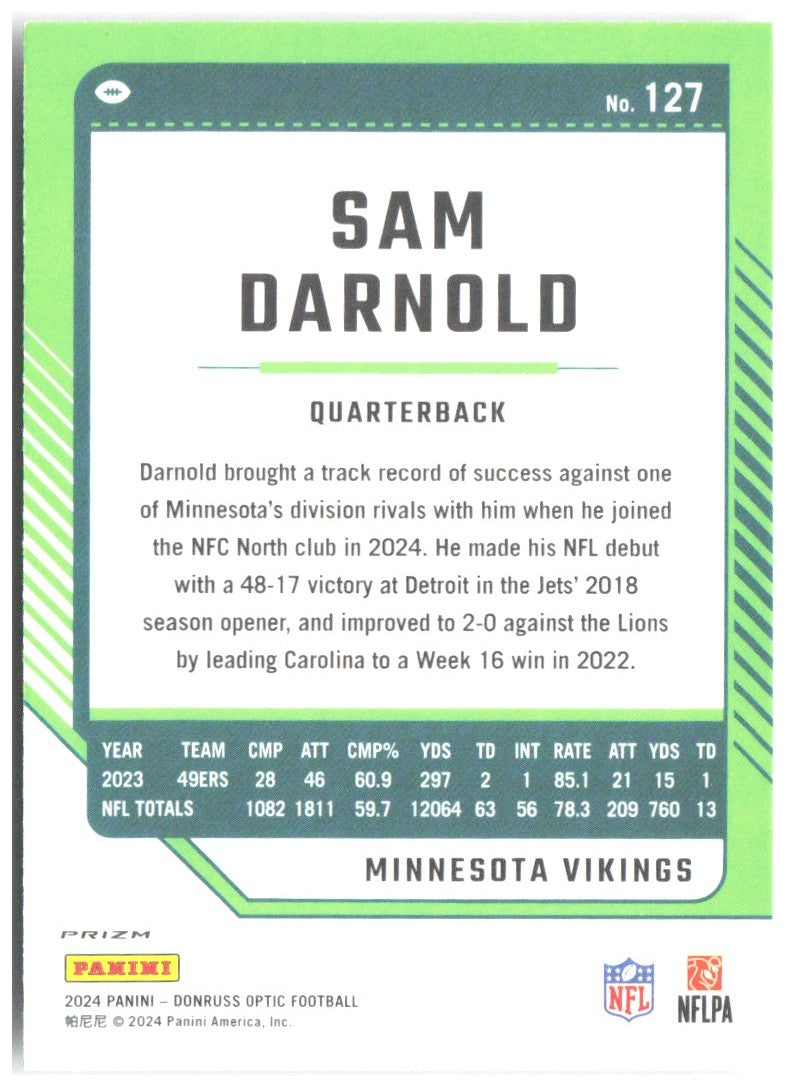 Sam Darnold Donruss Optic - Holo 127 2024 Minnesota Vikings
