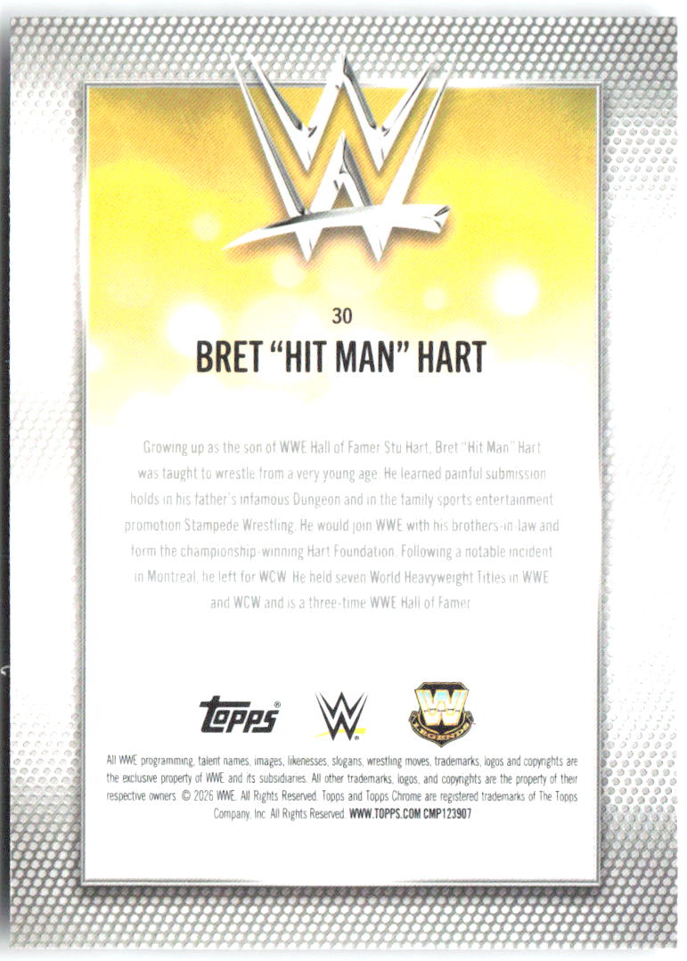 Bret "Hit Man" Hart Topps Chrome WWE - X-Fractor 30 2026