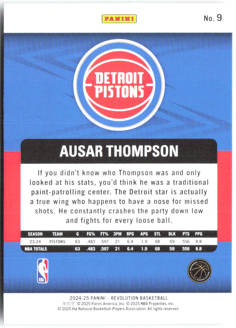 Ausar Thompson Panini Revolution 9 2024-25 Detroit Pistons