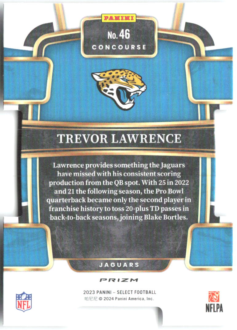 Trevor Lawrence Select - Silver Prizms Die Cuts 46 2023 Jacksonville Jaguars