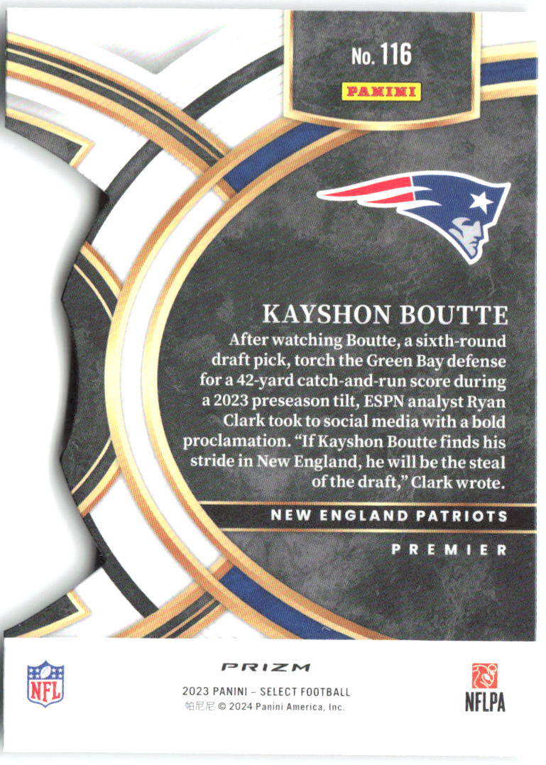 Kayshon Boutte Panini Select - Black and Green Prizms Die Cuts 116 2023 Patriots
