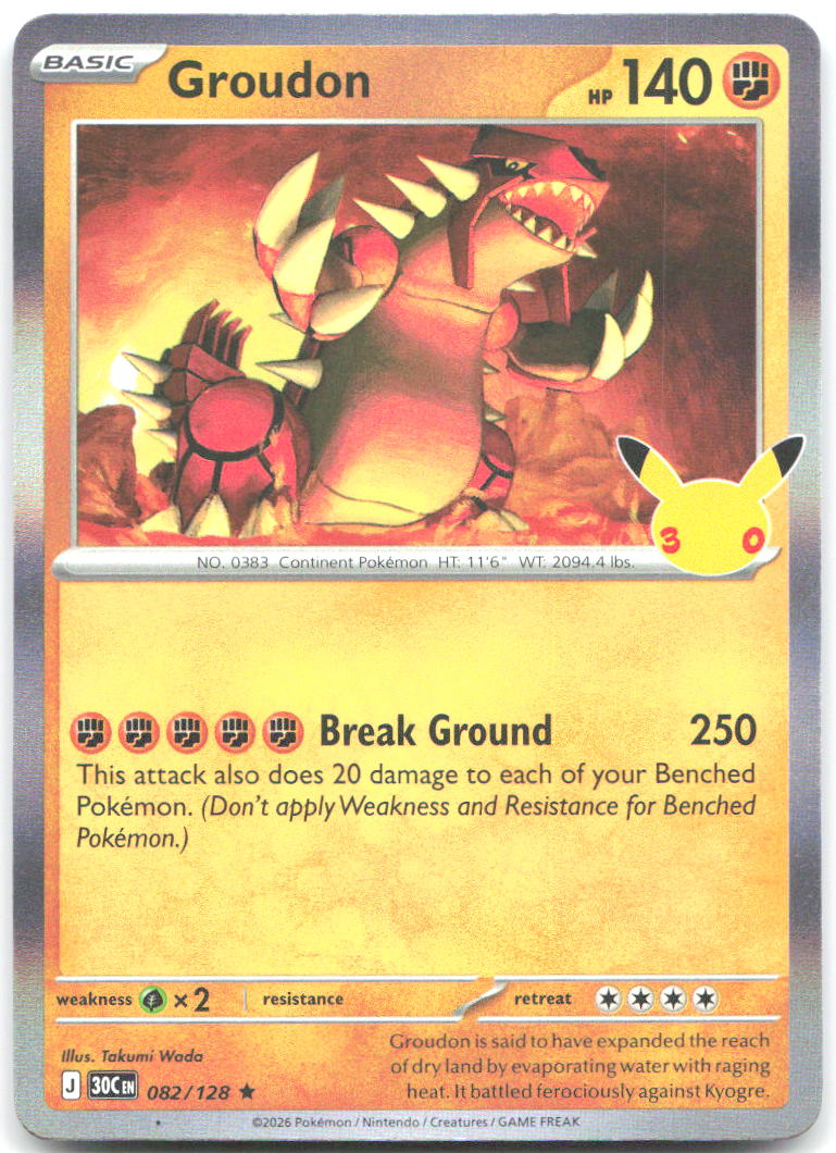 Groudon Holo Rare ME 30th Celebration 082/128 NM Takumi Wada