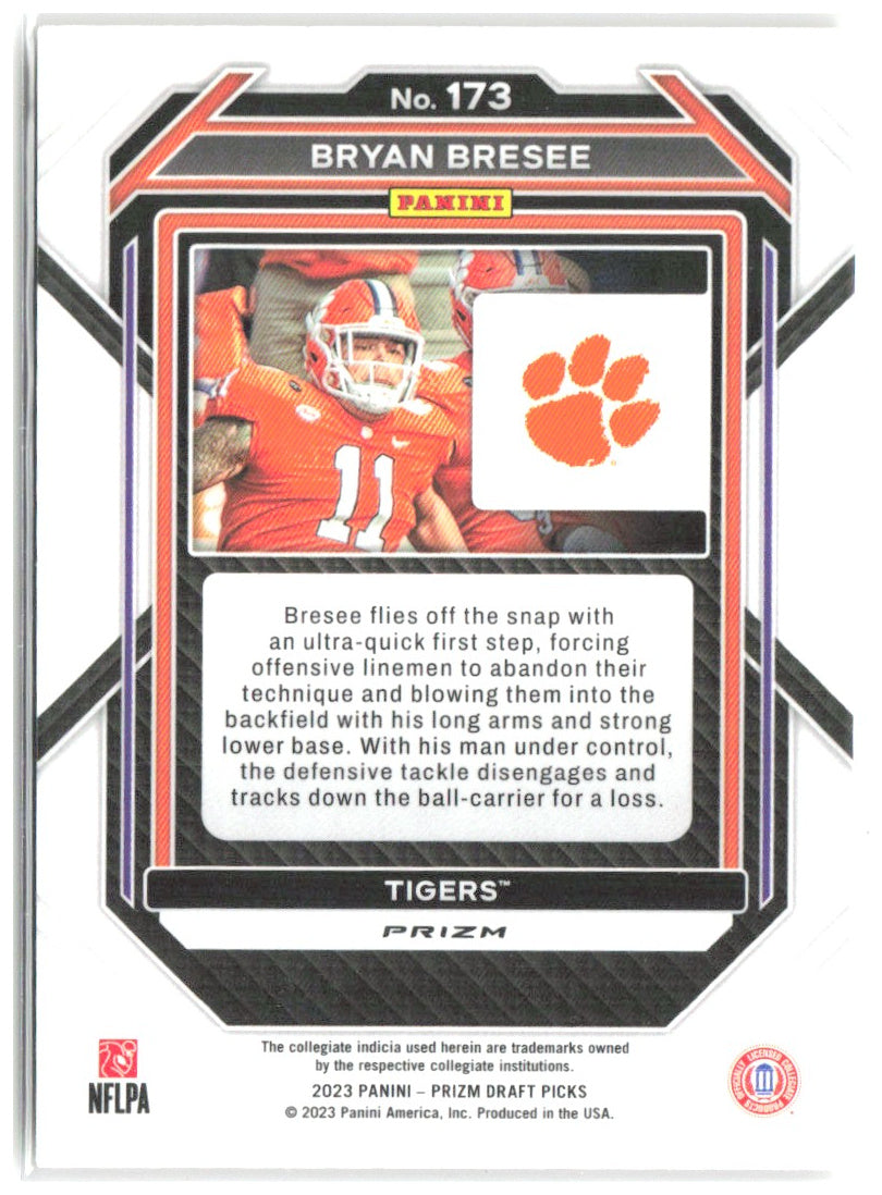 Bryan Bresee Panini Prizm Draft Picks - Prizms Gold Ice 173 2023 Clemson Tigers