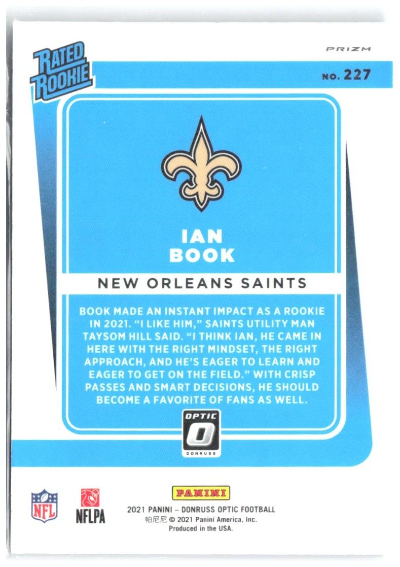 Ian Book Donruss Optic - Purple Shock 227 2021 New Orleans Saints