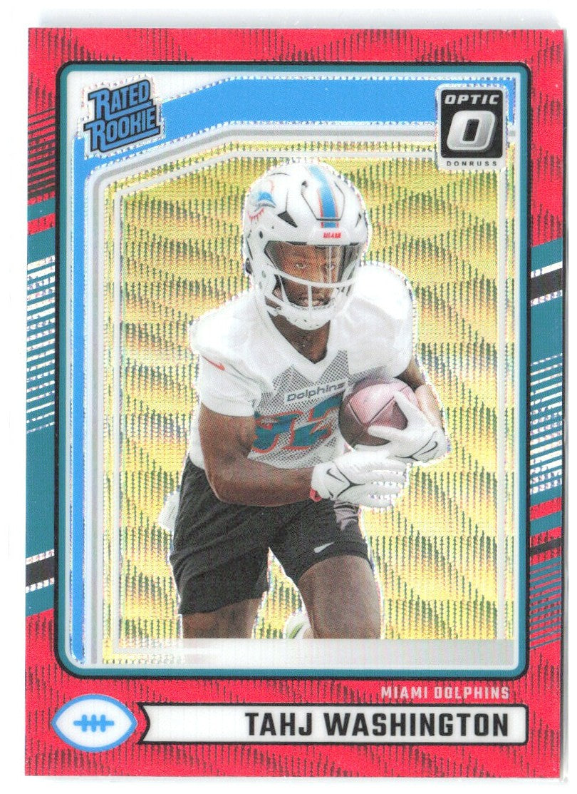 Tahj Washington Donruss - Optic Rated Rookies Red Wave 346 2024 Miami Dolphins