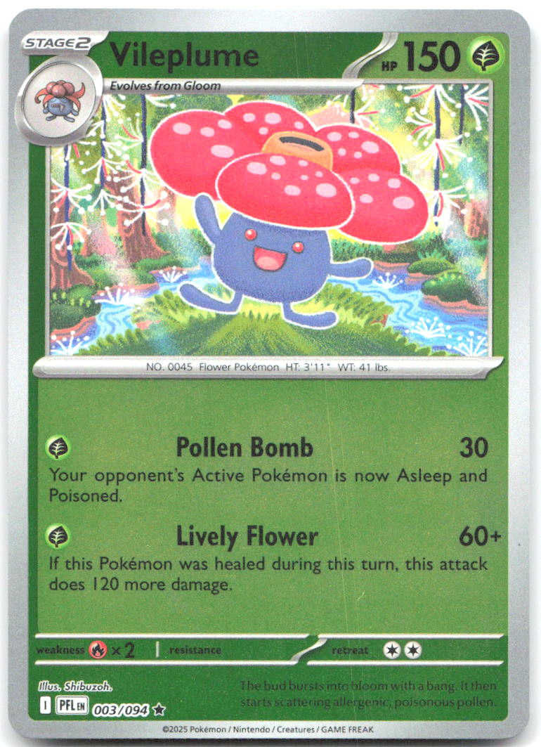 Vileplume Reverse Holo Rare ME02 Phantasmal Flames 003/094 NM Shibuzoh