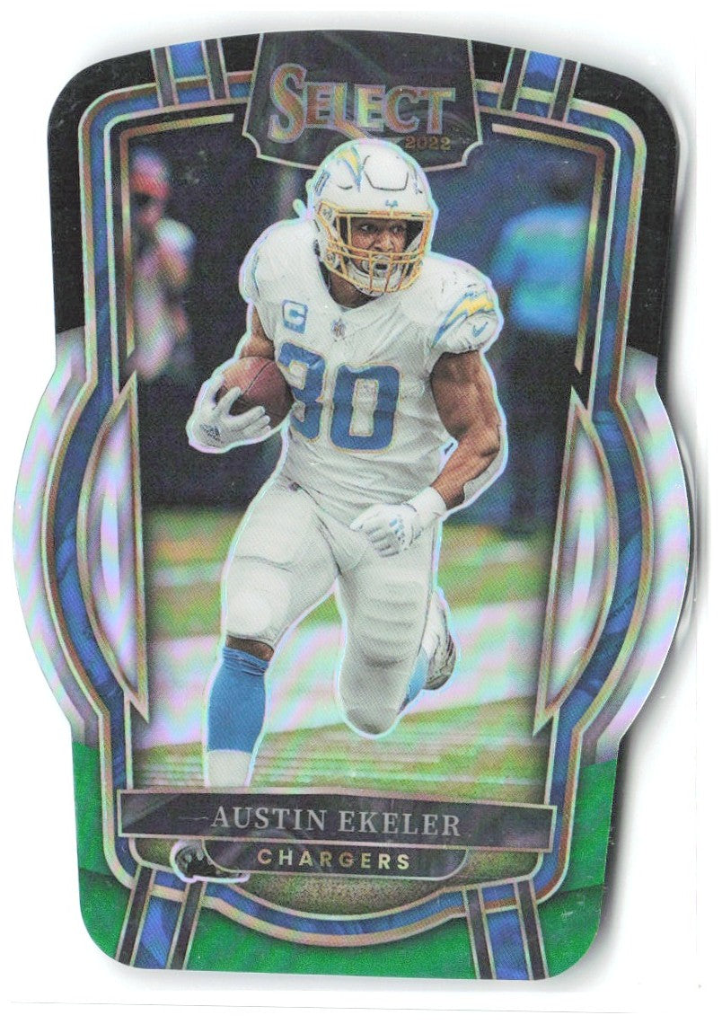 Austin Ekeler Select Black and Green Prizm Die Cut 245 2022 Los Angeles Chargers