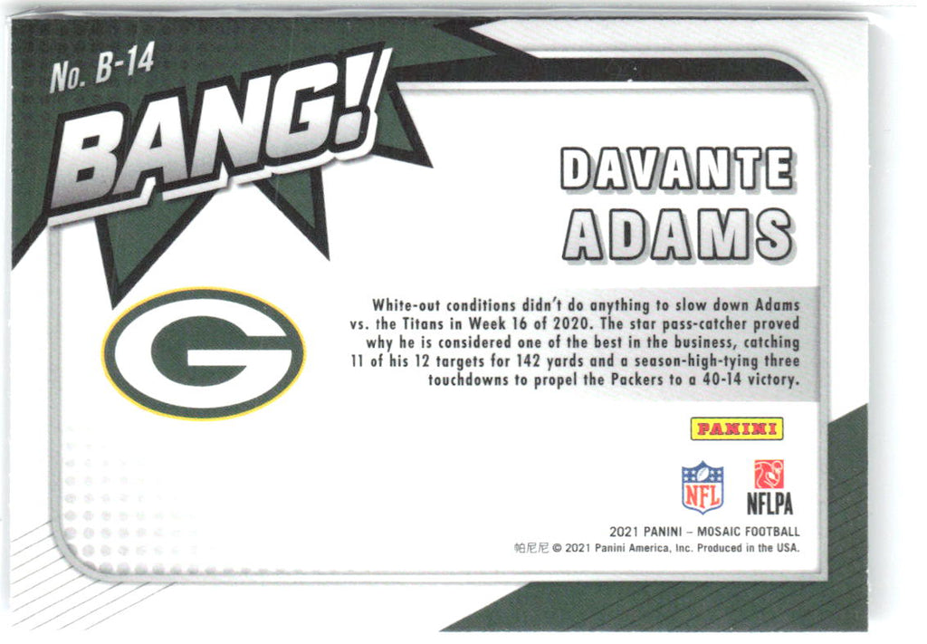 Davante Adams Panini Mosaic - Bang! B-14 2021 Green Bay Packers