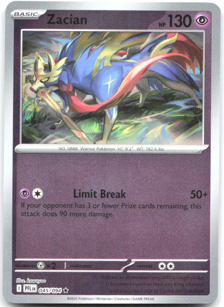 Zacian Reverse Holo Rare ME02 Phantasmal Flames 045/094 NM kawayoo