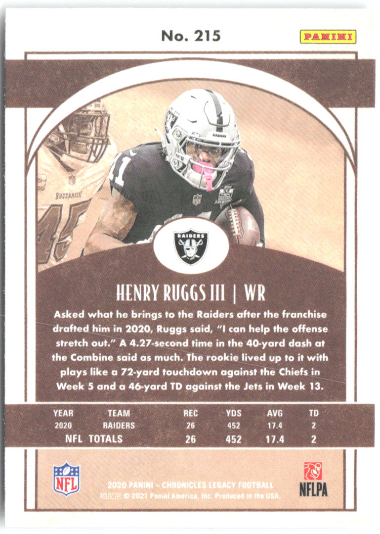 Henry Ruggs III Chronicles - Legacy Update Rookies 215 2020 Las Vegas Raiders