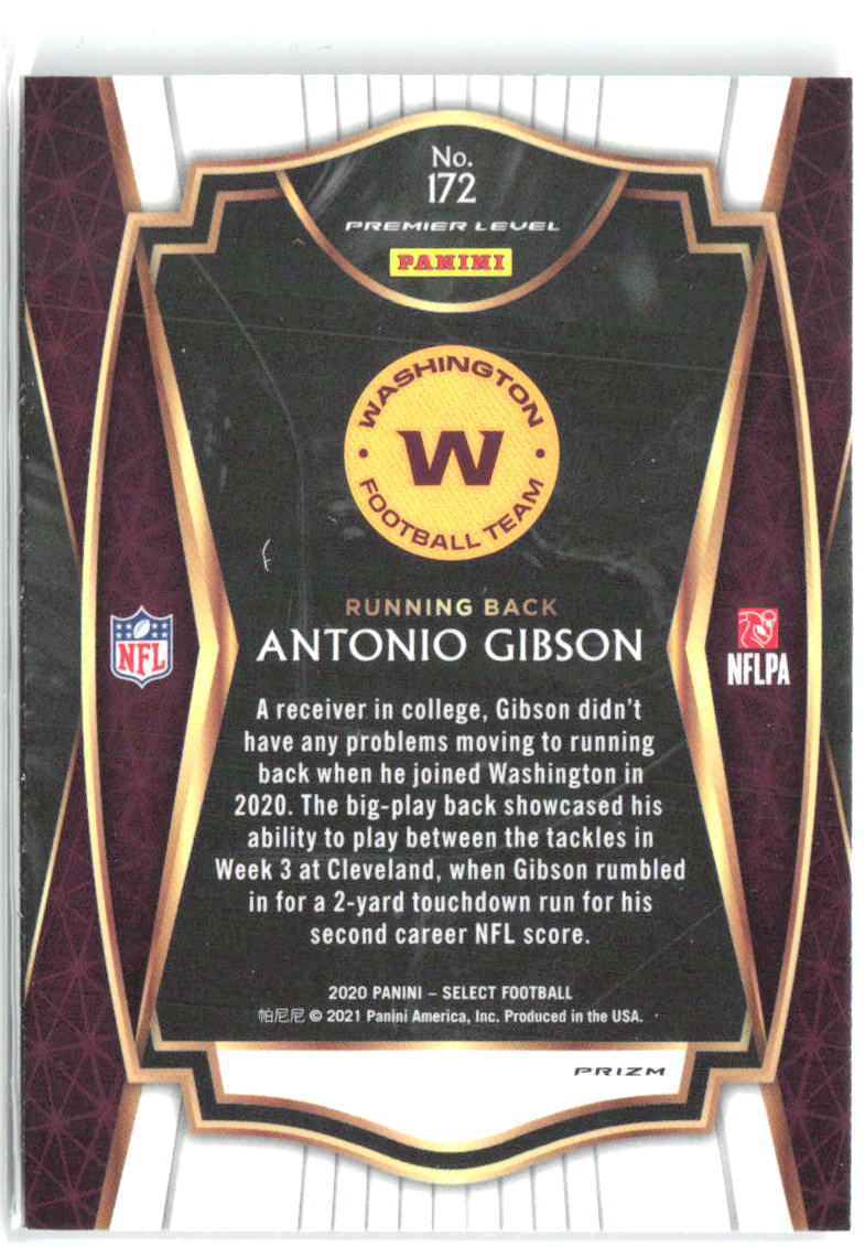 Antonio Gibson Panini Select - Silver Prizm 172 2020 Washington Football Team