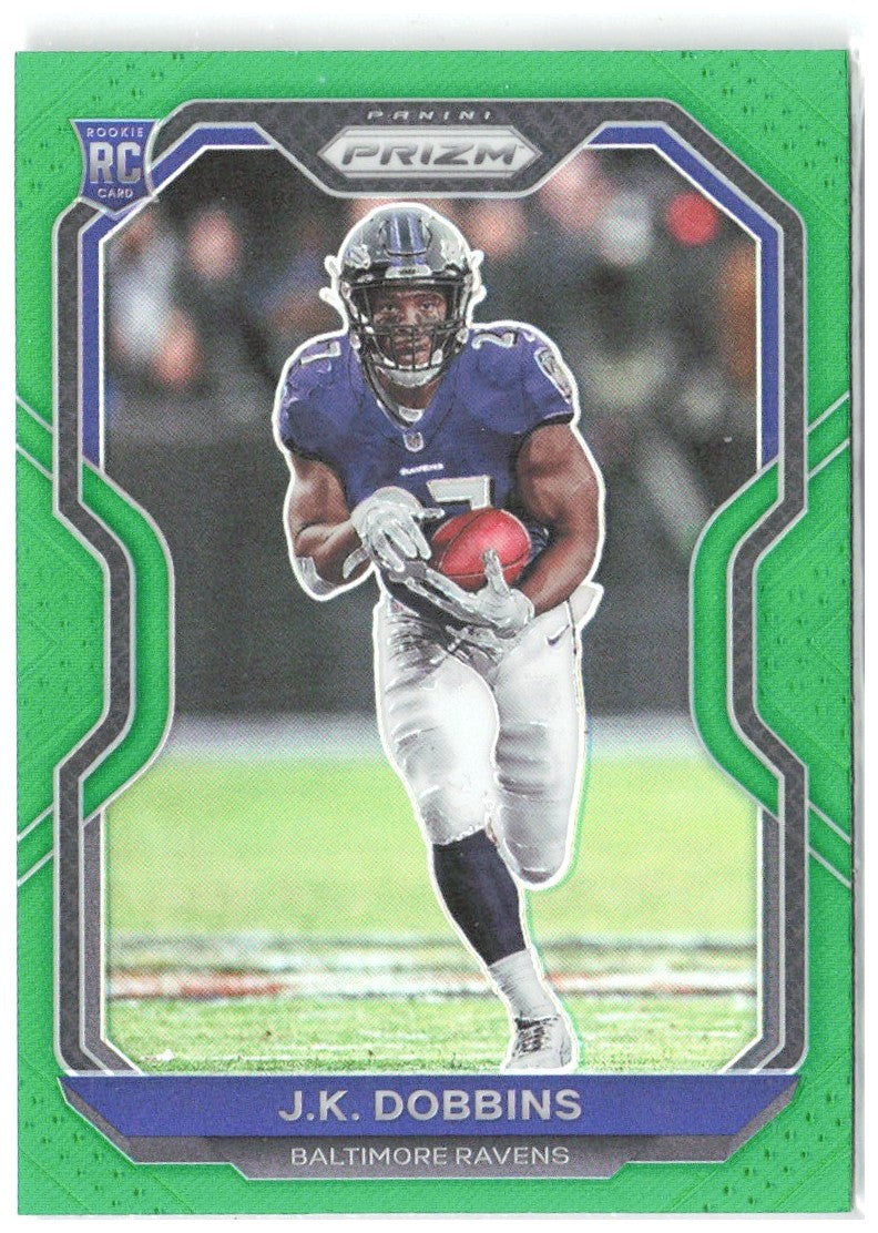 J.K. Dobbins Panini Prizm - Prizm Green 379 2020 Baltimore Ravens