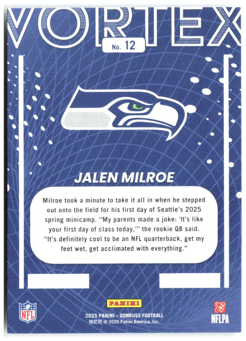 Jalen Milroe Donruss - Vortex 12 2025 Seattle Seahawks