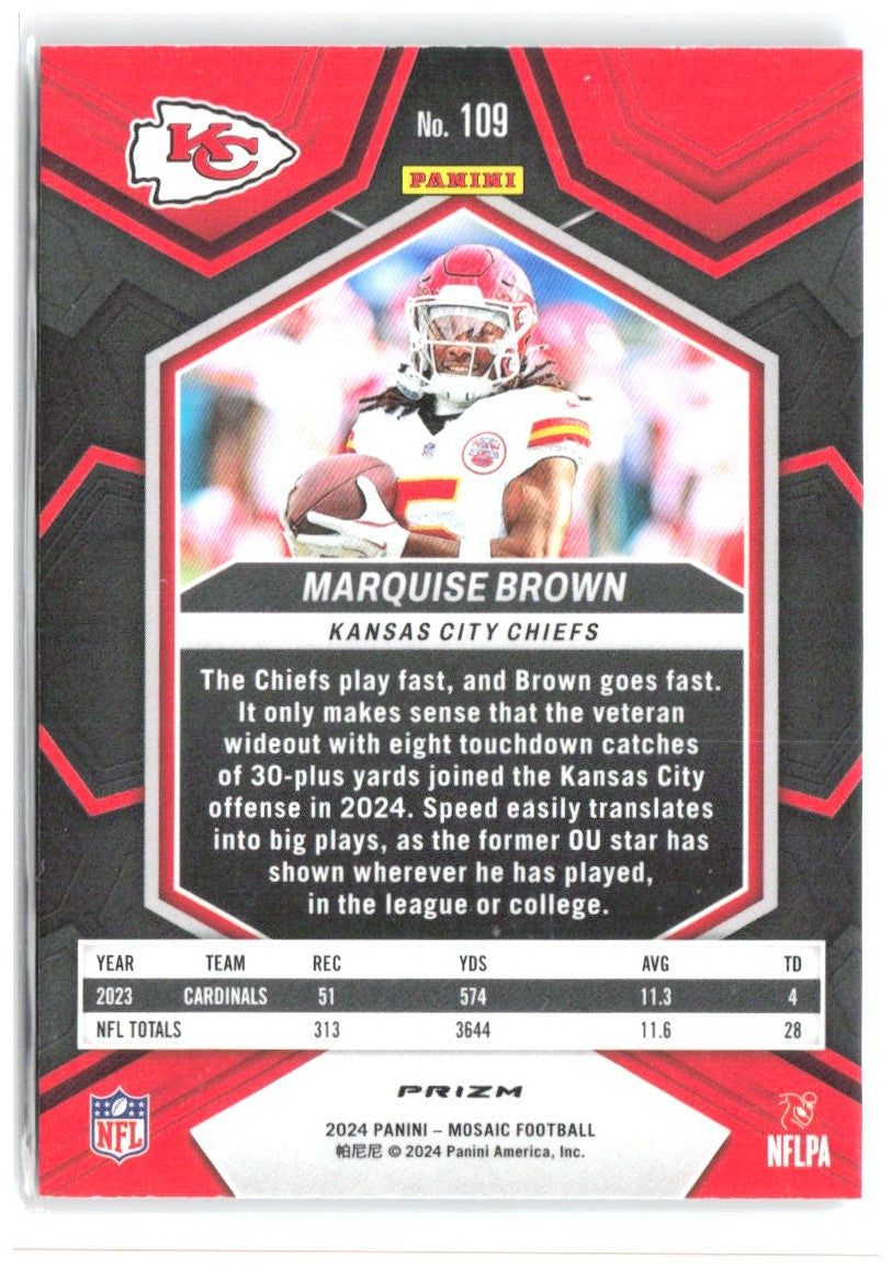 Marquise Brown Panini Mosaic - Mosaic Reactive Blue 109 2024 Kansas City Chiefs