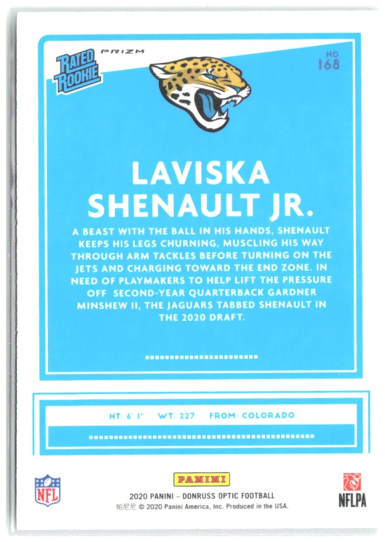 Laviska Shenault Jr. Donruss Optic Green Velocity 168 2020 Jacksonville Jaguars