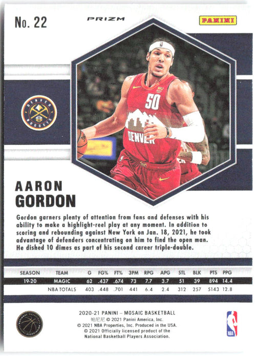 Aaron Gordon Panini Mosaic - Mosaic Camo Pink 22 2020-21 Denver Nuggets