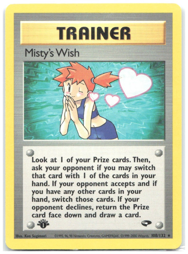 Misty's Wish 1st Edition Rare Gym Challenge 108/132 NM Ken Sugimori