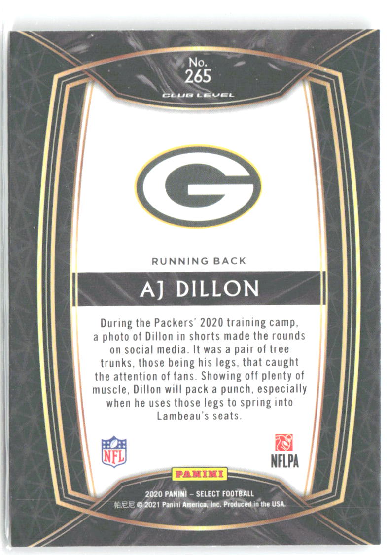 AJ Dillon Panini Select 265 2020 Green Bay Packers RC