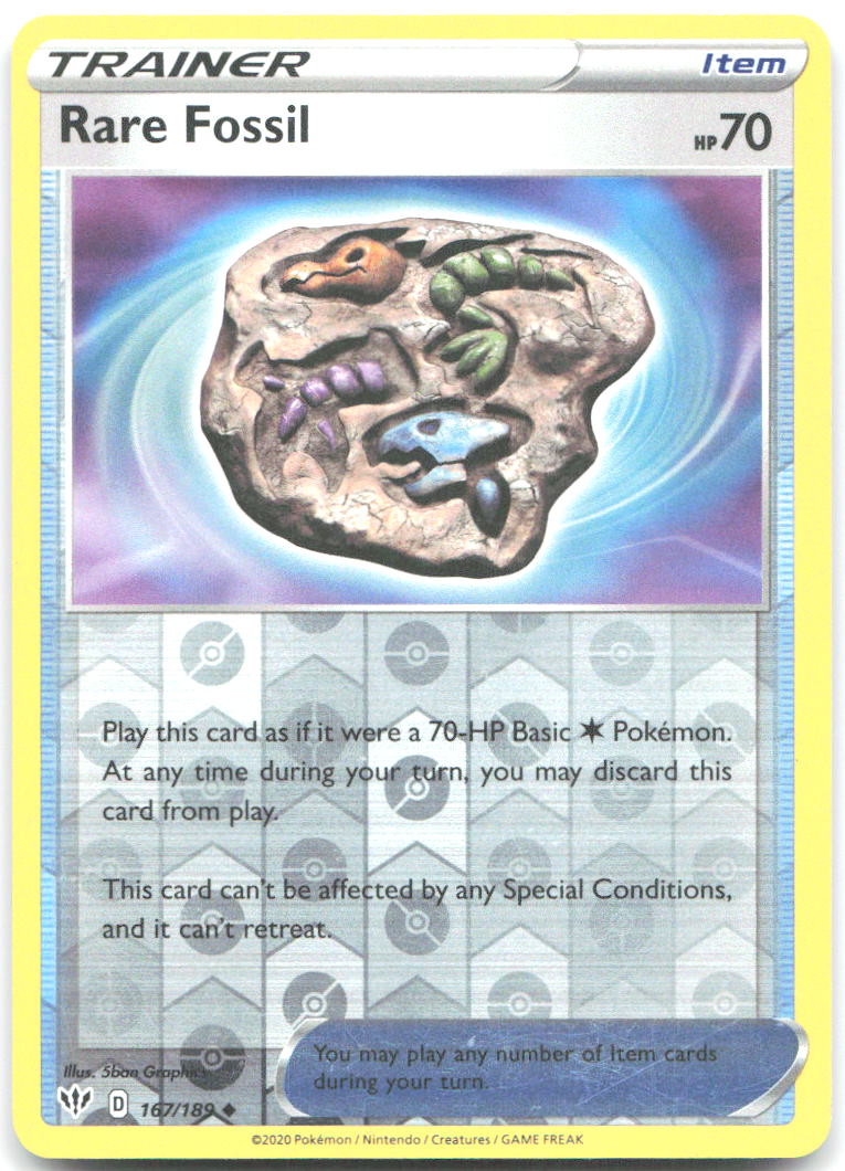 Rare Fossil Reverse Holo SWSH03 Darkness Ablaze 167/189 NM 5ban Graphics