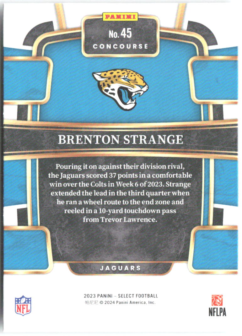 Brenton Strange Panini Select 45 2023 Jacksonville Jaguars RC