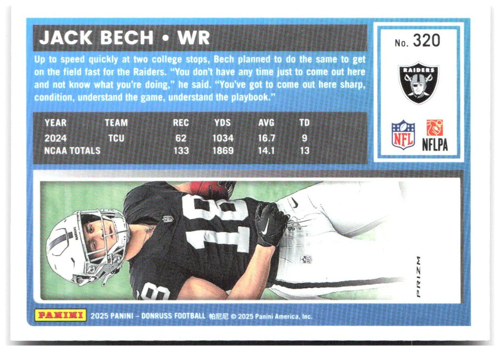 Jack Bech Donruss - Optic Rated Rookies Red Wave 320 2025 Las Vegas Raiders