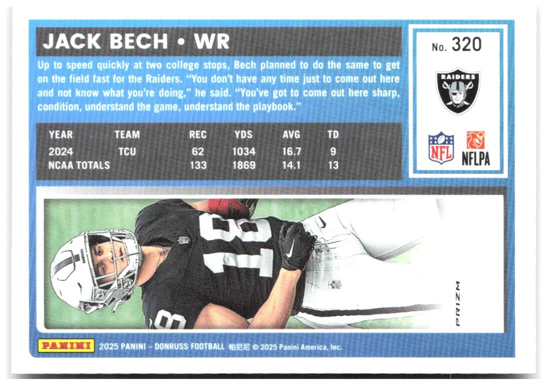 Jack Bech Donruss - Optic Rated Rookies Red Wave 320 2025 Las Vegas Raiders