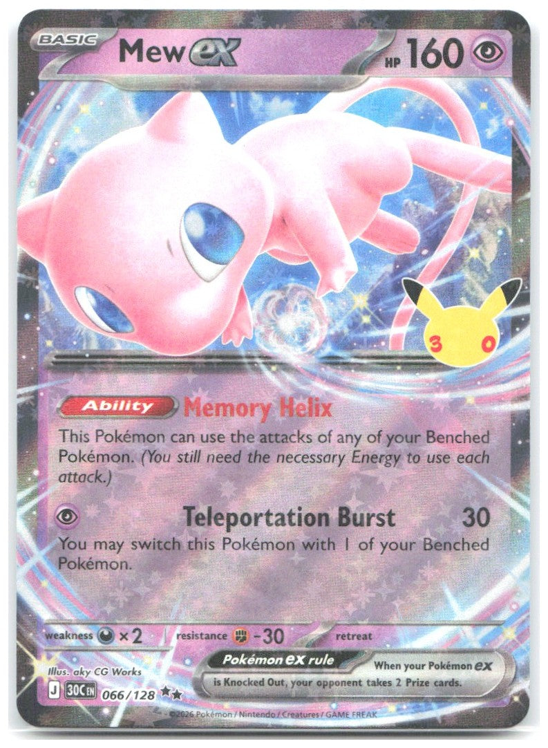 Mew ex Holo Double Rare ME 30th Celebration 066/128 NM aky CG Works