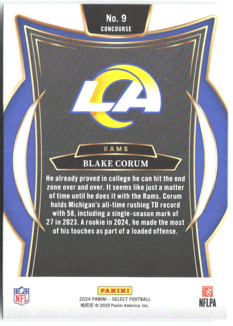 Blake Corum Panini Select 9 2024 Los Angeles Rams RC