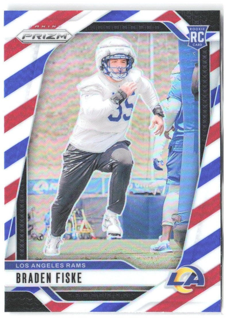 Braden Fiske Panini Prizm - Red White and Blue 310 2024 Los Angeles Rams