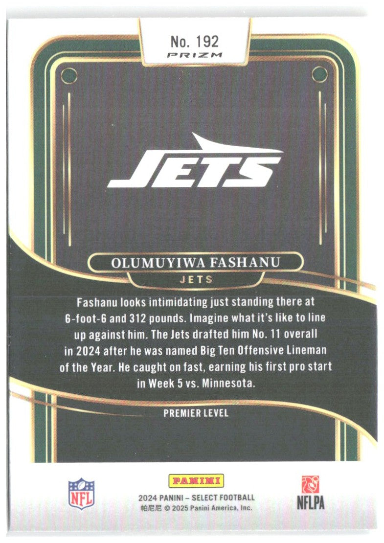 Olumuyiwa Fashanu Panini Select Red & Yellow Prizm Shock 192 2024 New York Jets