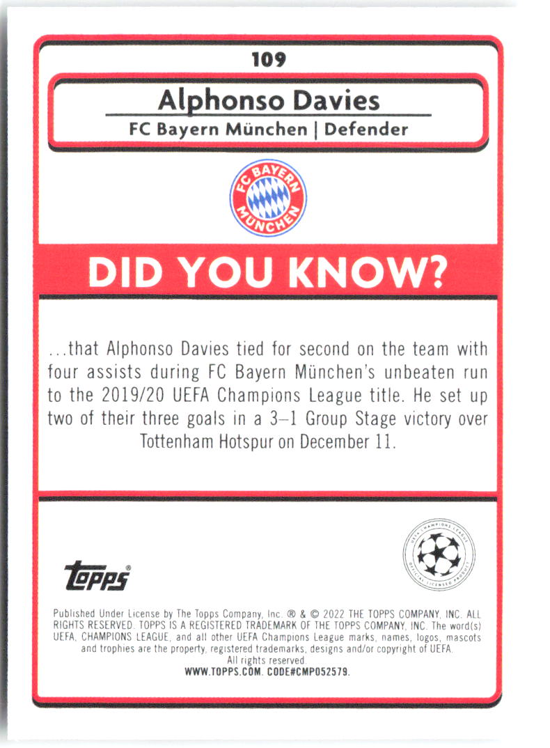 Alphonso Davies Merlin UEFA Champions League 109 2021-22 FC Bayern Munchen