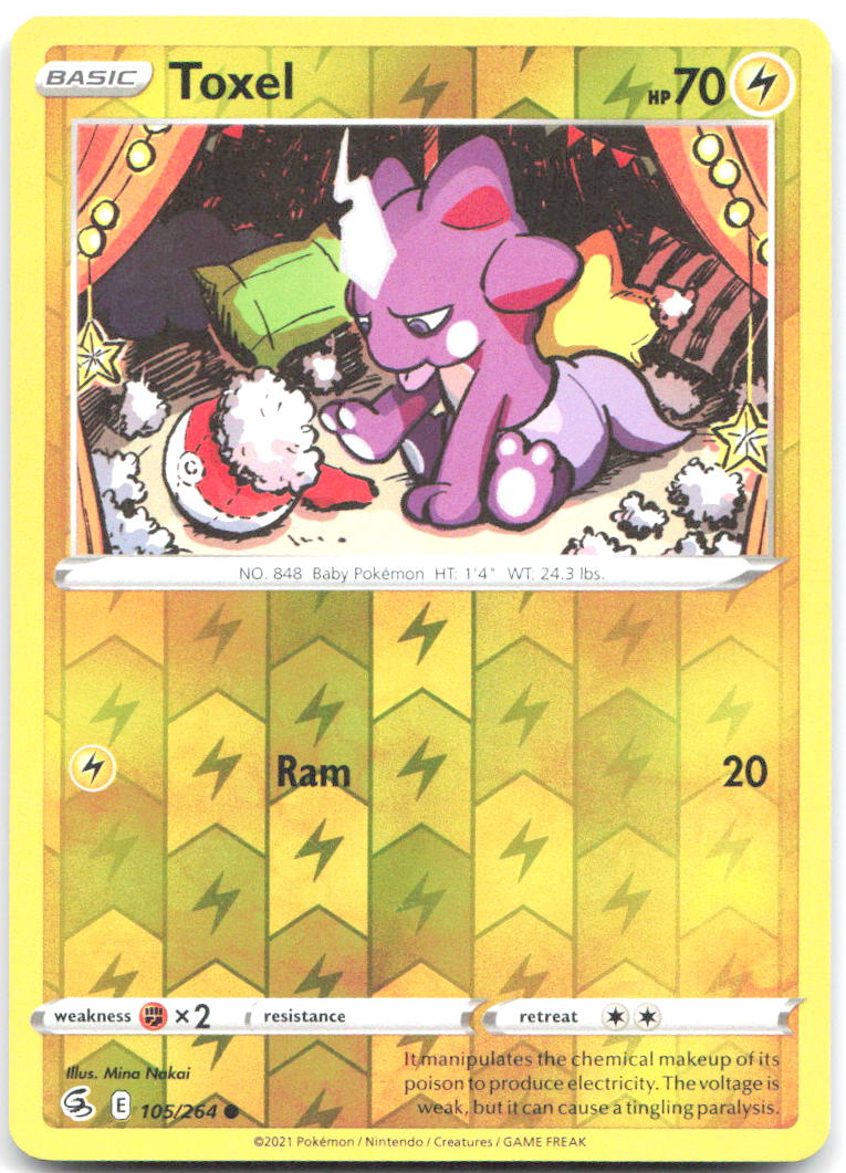 Toxel 105 Reverse Holo Common SWSH08 Fusion Strike 105/264 NM Mina Nakai