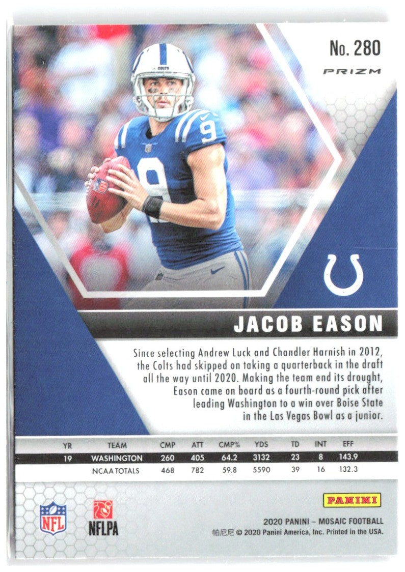 Jacob Eason Panini Mosaic - Prizm Camo Pink 280 2020 Indianapolis Colts