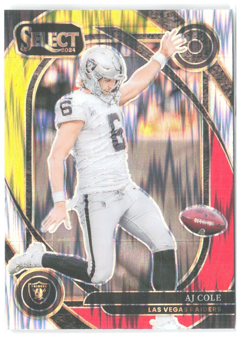 AJ Cole Panini Select - Red & Yellow Prizm Shock 203 2024 Las Vegas Raiders