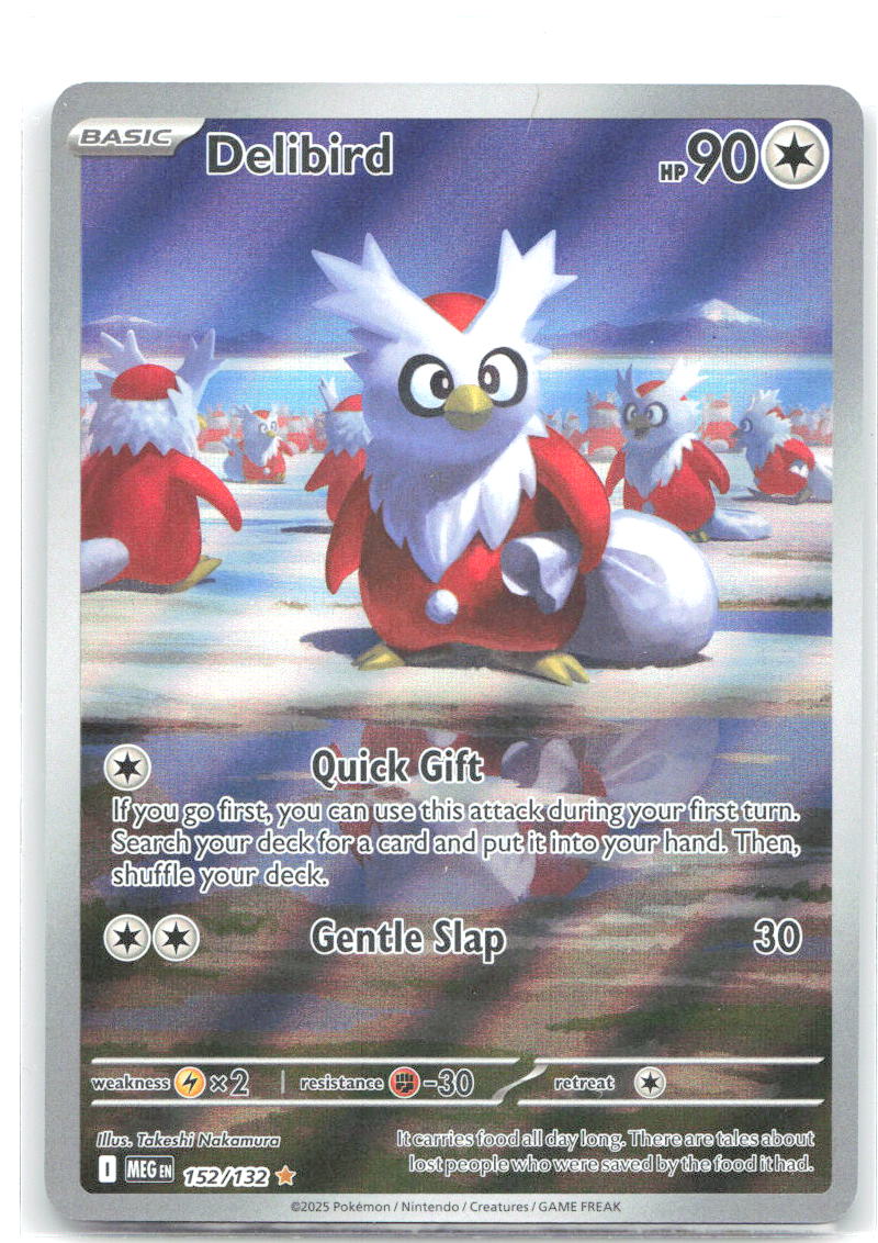 Delibird Holo Illustration Rare ME01: Mega Evolution 152/132 NM Takeshi Nakamura