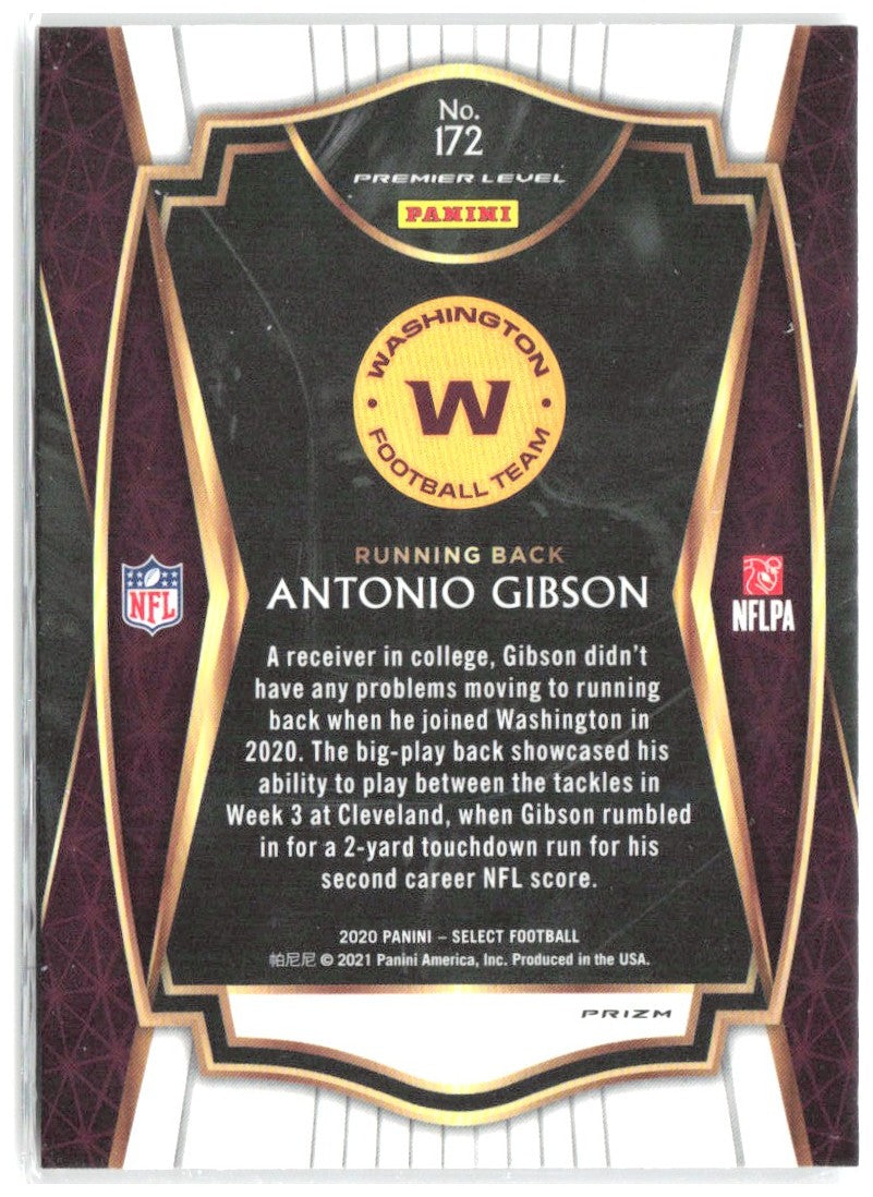 Antonio Gibson Panini Select - Silver Prizm 172 2020 Washington Football Team
