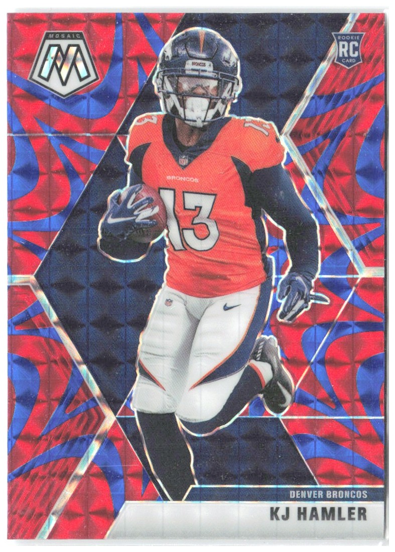 KJ Hamler Panini Mosaic - Prizm Reactive Blue 219 2020 Denver Broncos