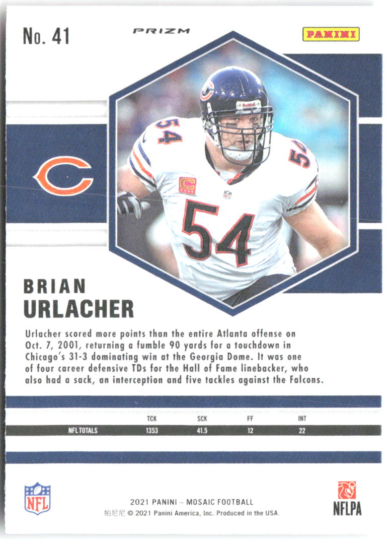 Brian Urlacher Panini Mosaic - Prizm Reactive Orange 41 2021 Chicago Bears