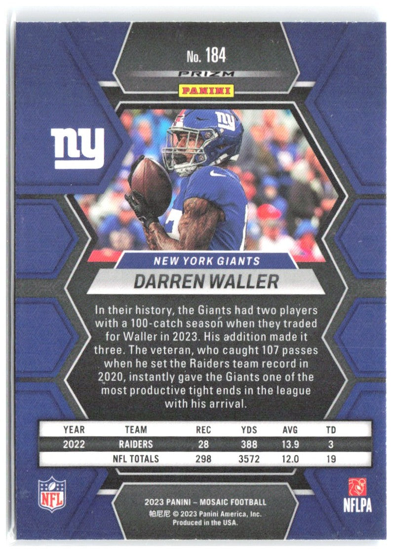 Darren Waller Panini Mosaic - Reactive Blue Mosaic 184 2023 New York Giants