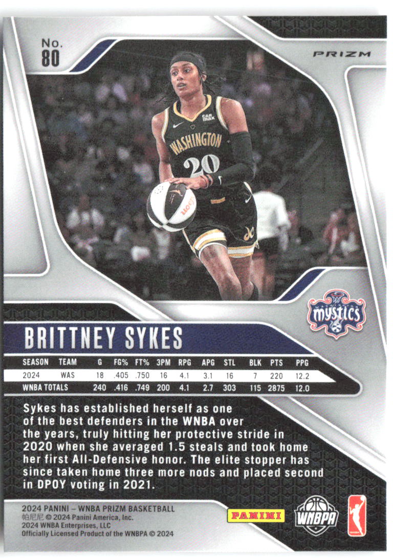 Brittney Sykes Panini Prizm WNBA - WNBA Logo Prizms 80 2024 Washington Mystics