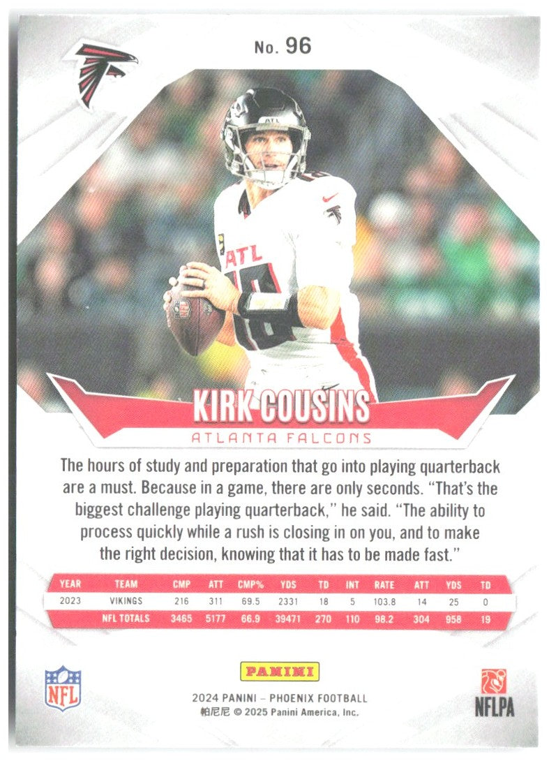 Kirk Cousins Panini Phoenix - International 96 2024 Atlanta Falcons