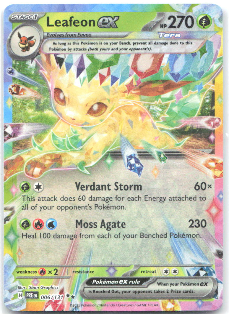 Leafeon ex Holo Double Rare SV: Prismatic Evolutions 006/131 NM 5ban Graphics