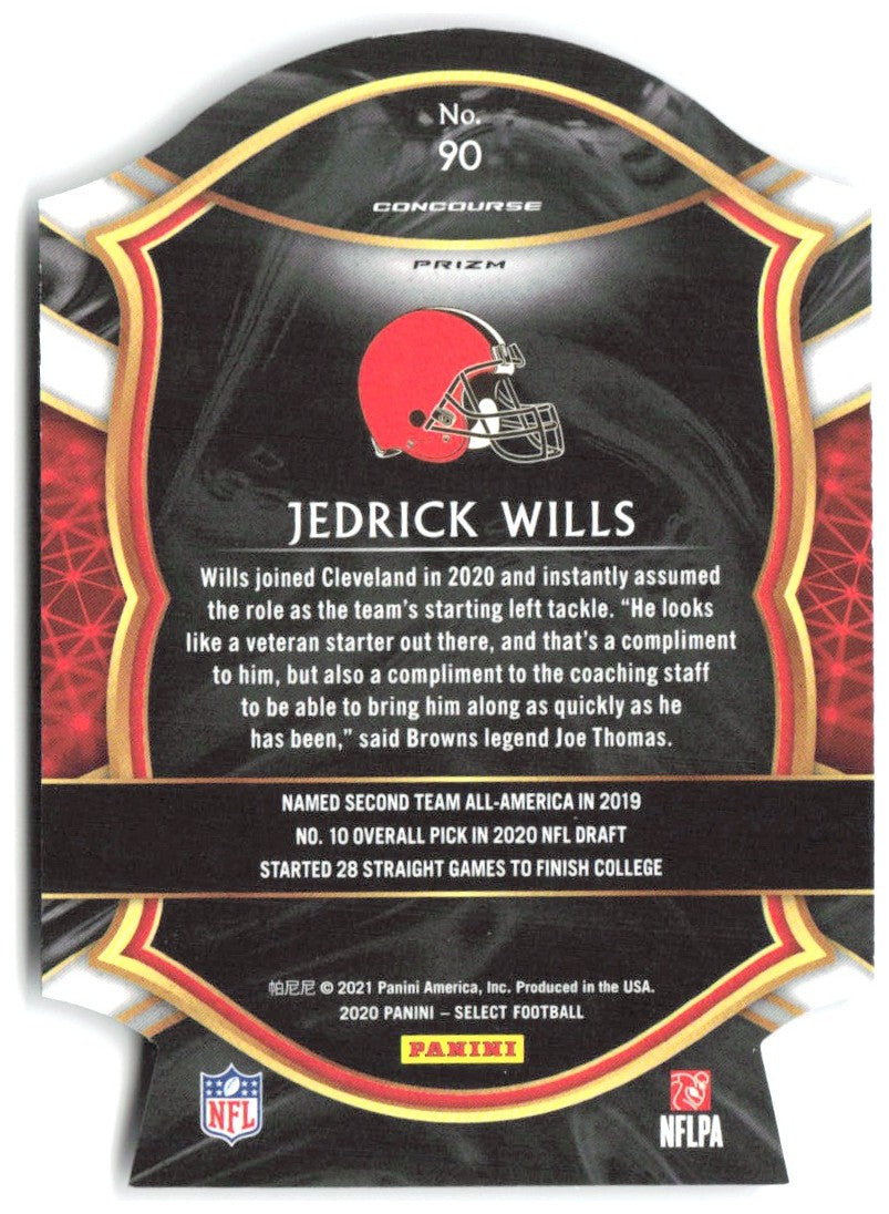 Jedrick Wills Panini Select - Purple Prizm Die Cut 90 2020 Cleveland Browns