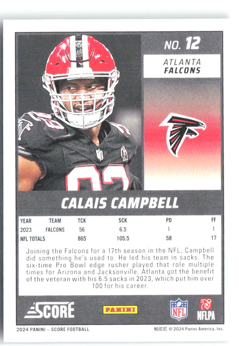 Calais Campbell Score - Green 12 2024 Atlanta Falcons