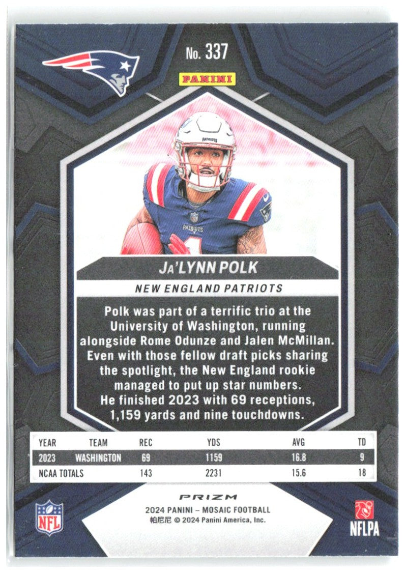 Ja'Lynn Polk Panini Mosaic - Mosaic Green 337 2024 New England Patriots