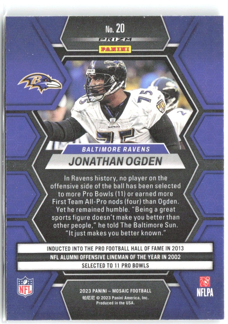Jonathan Ogden Panini Mosaic - Green Mosaic 20 2023 Baltimore Ravens