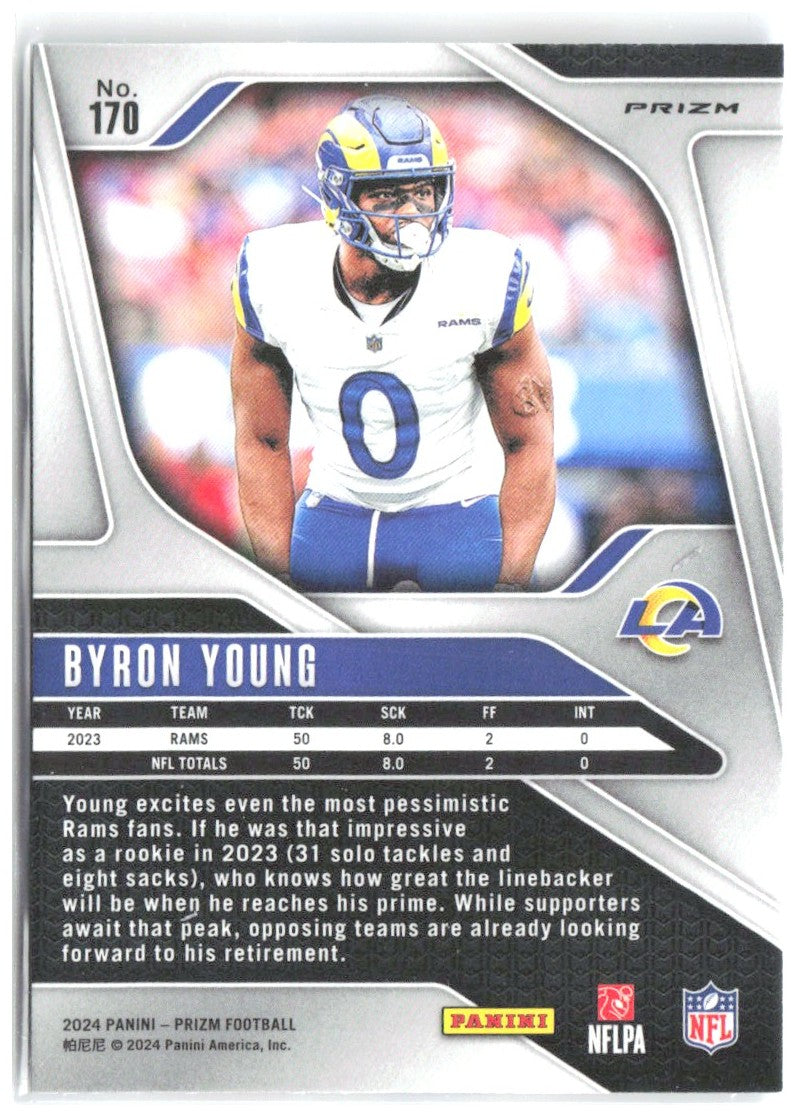 Byron Young Panini Prizm - Red White and Blue 170 2024 Los Angeles Rams