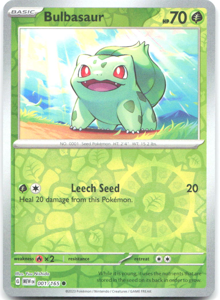 Bulbasaur Reverse Holo Common SV Scarlet & Violet 151 001/165 NM Yuu Nishida