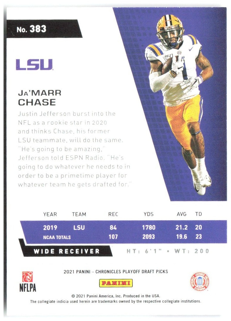Ja'Marr Chase Panini Chronicles Draft Picks 383 2021 LSU Tigers