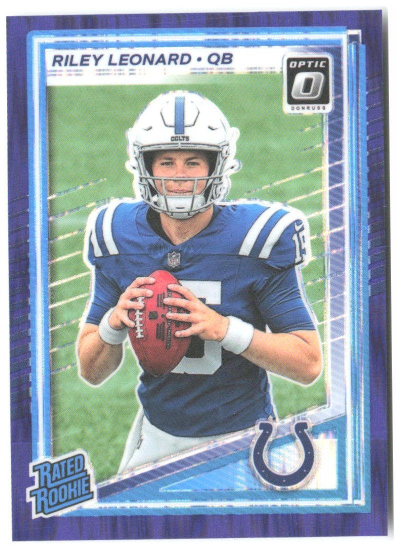 Riley Leonard Donruss Optic - Purple Shock 255 2025 Indianapolis Colts